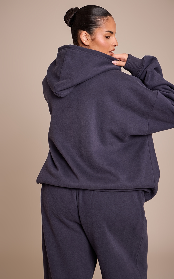Plus Navy Oversized Zipped Hoodie image 2