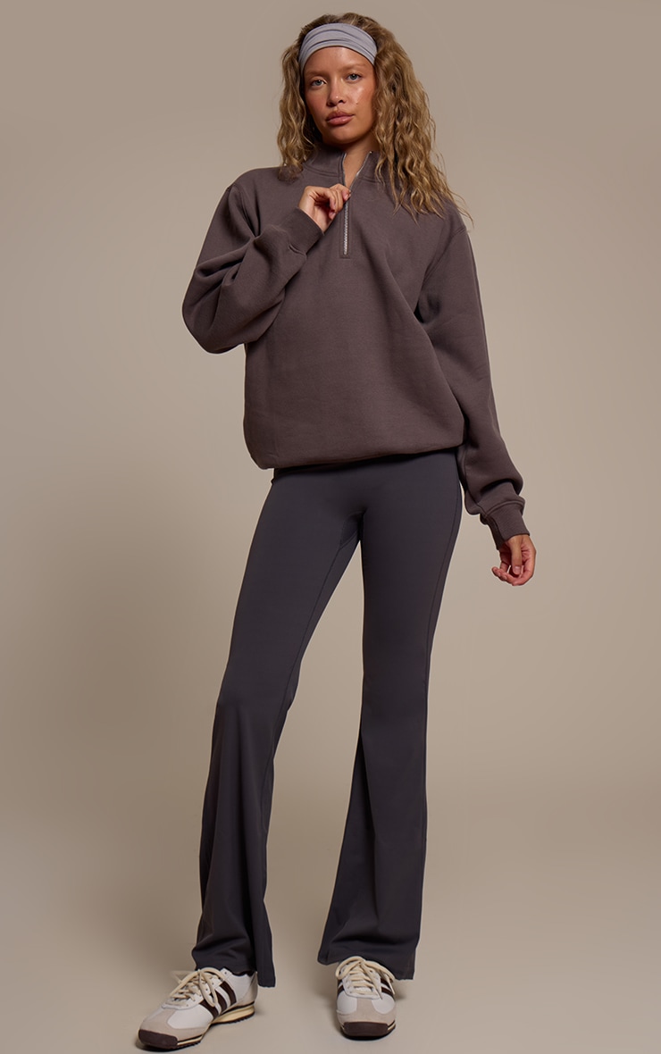 Charcoal Cotton Fleece Quarter Zip Sweatshirt image 3