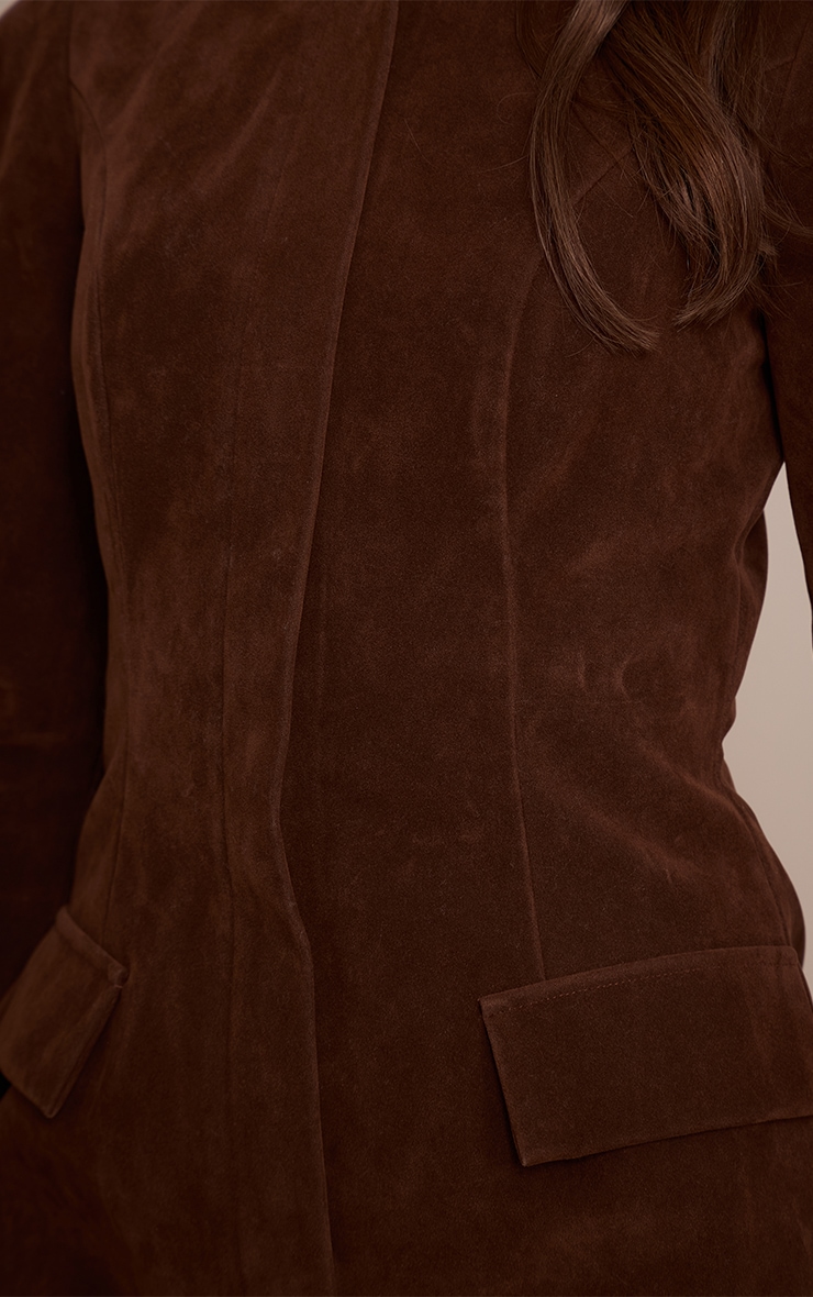 Chocolate Suede Zip Up Blazer Dress image 4