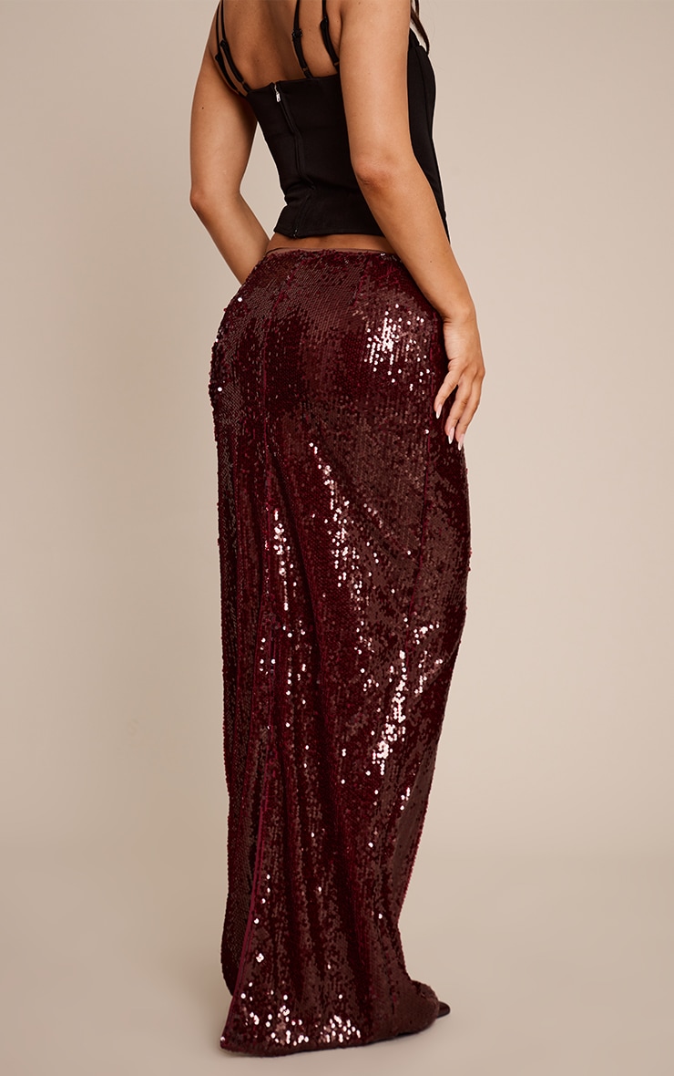 Jupe longue bordeaux à sequins image 3