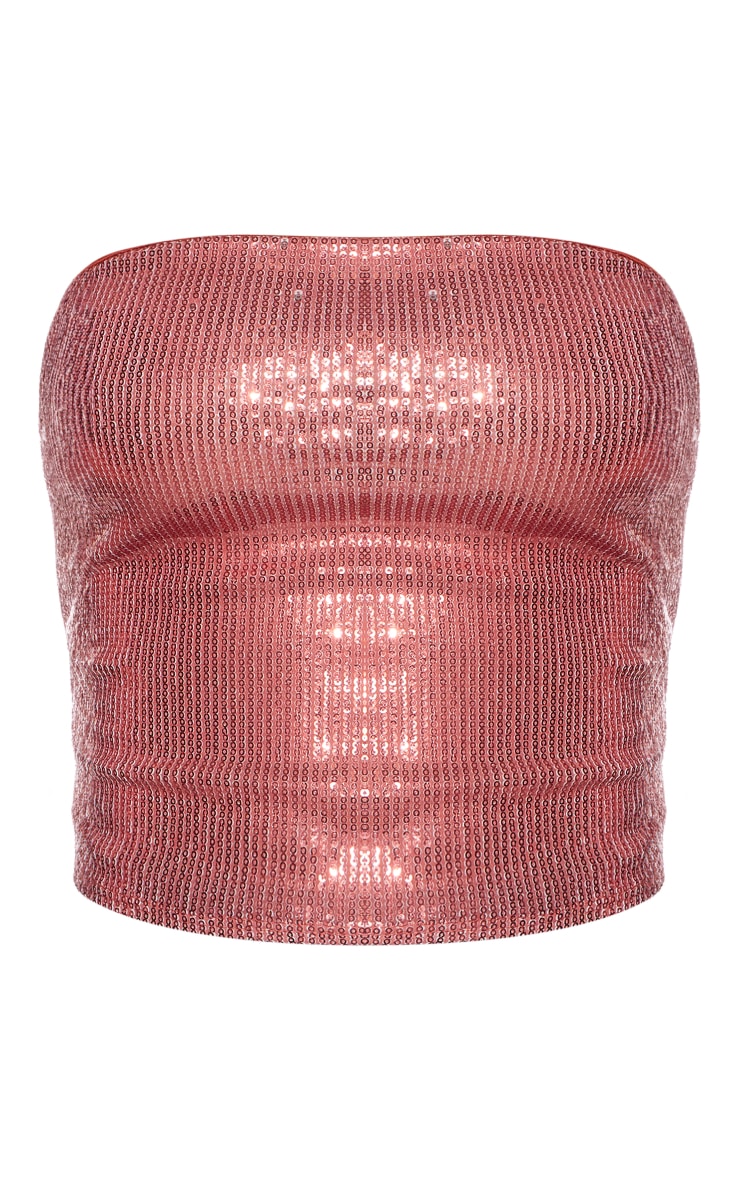 Pink Sequin Bandeau Top image 1