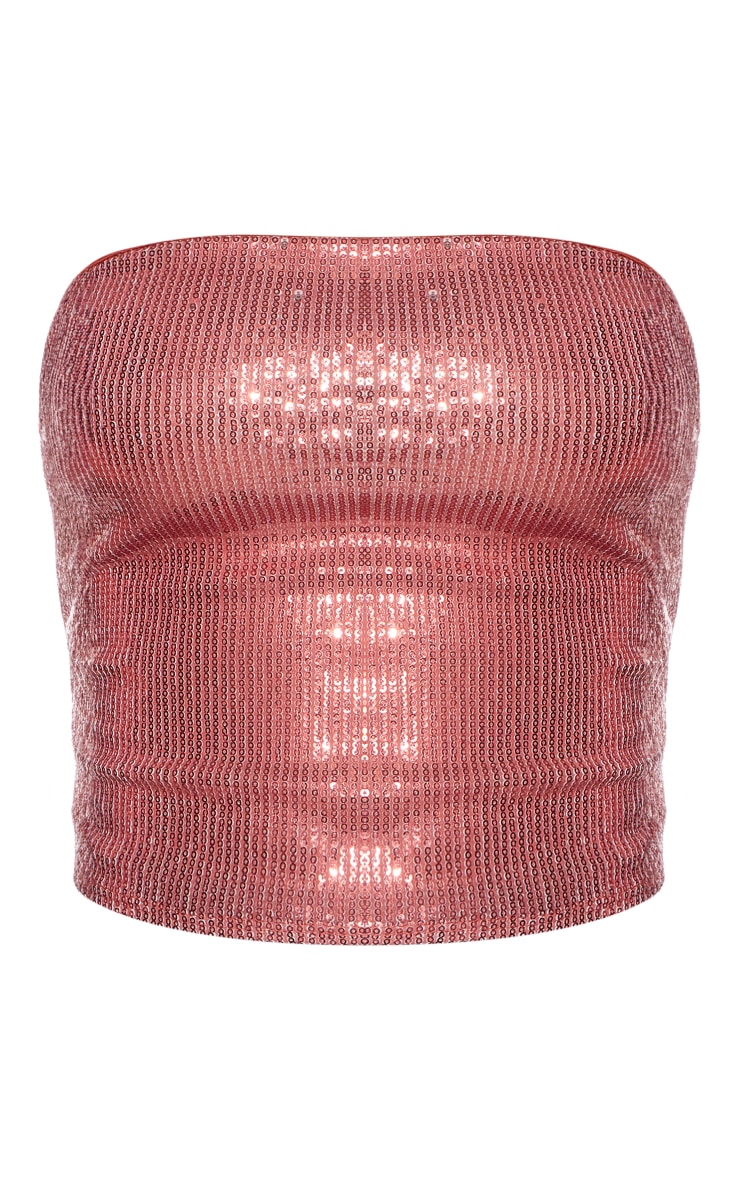 Pink Sequin Bandeau Top image 1