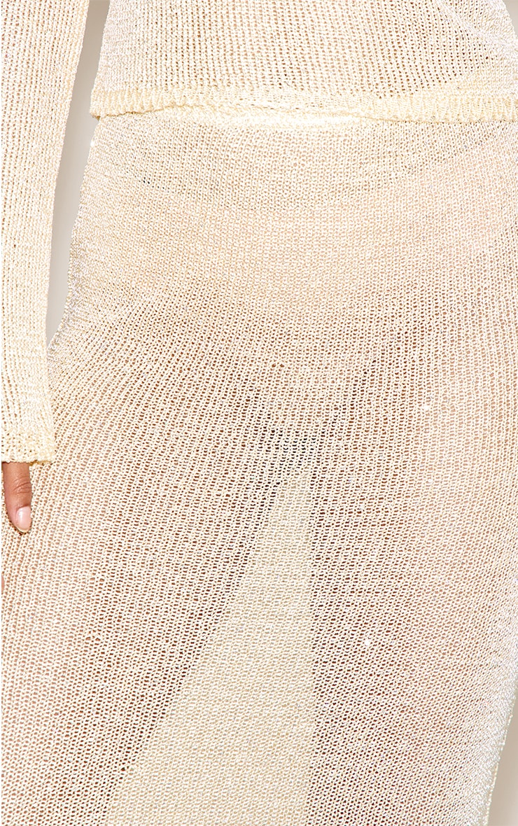 Jupe longue en maille tricot jaune à sequins image 4