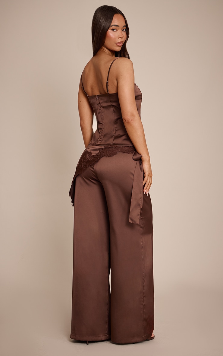 Chocolate Satin Scarf Wide Leg Pants image 3