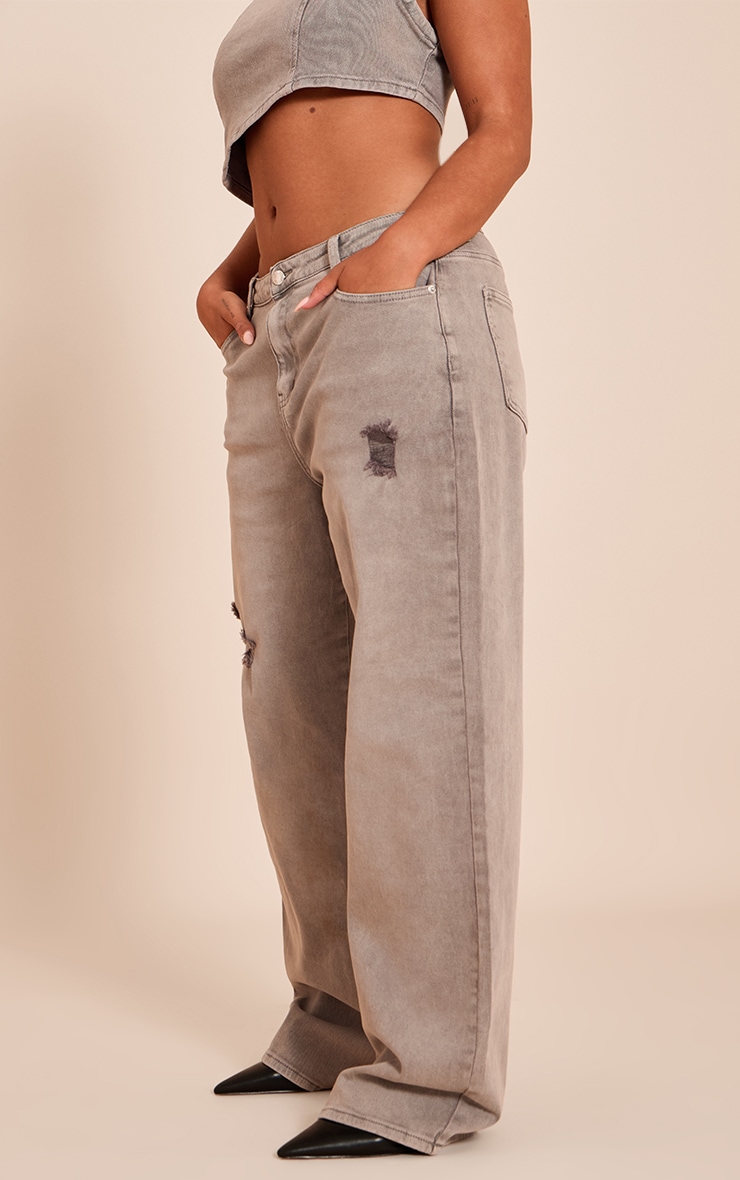 Shape Mushroom Stretch Washed Mid Rise Denim Wide Leg Jeans image 2