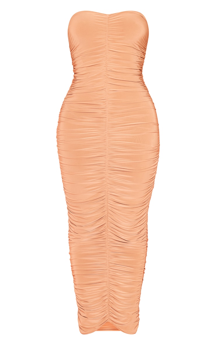 Shape Camel Bandeau Ruched Midaxi Dress image 5