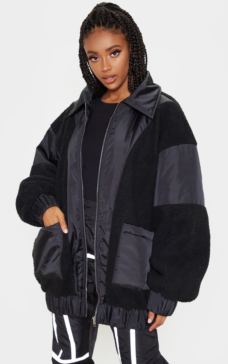 Black Borg Contrast Pocket Front Coat