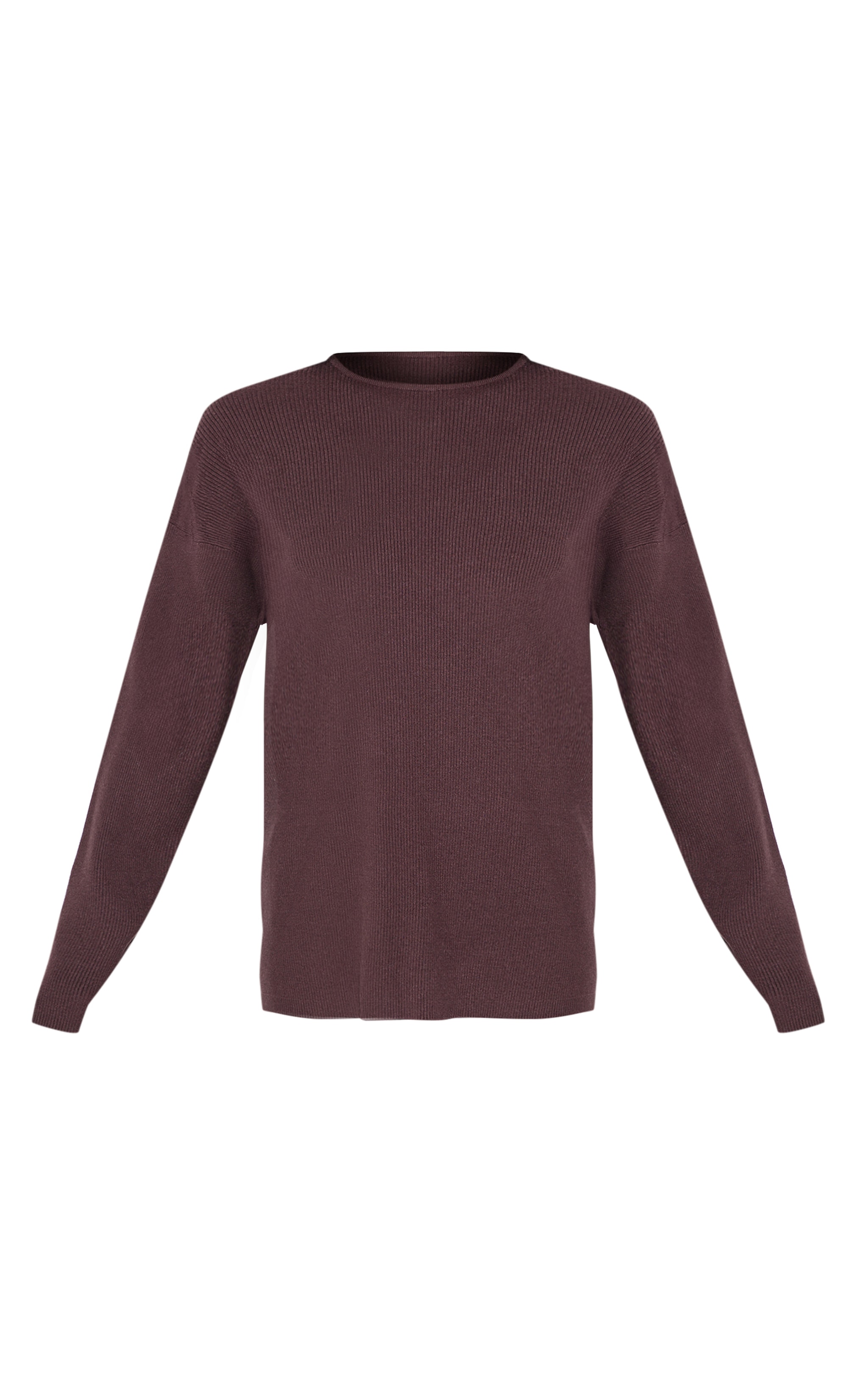 Chocolate Light Rib Knit Oversized Top image 5