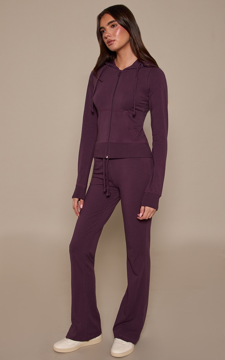 Dark Plum Low Rise Skinny Flare Pants image 2