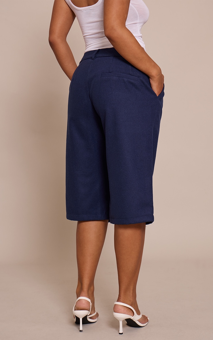 Shape Navy Wool-Look Long Line Shorts image 3