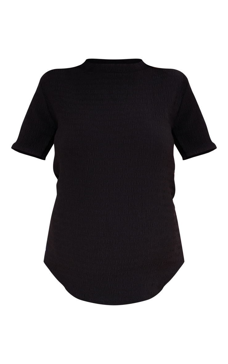 Maternity Black Textured Short Sleeve Top image 5