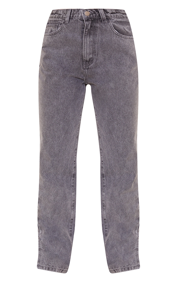 Petite Grey Wash Split Hem Jeans image 5