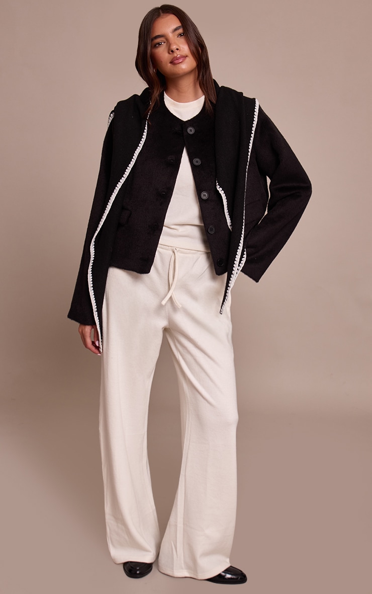 Black Brushed Wool Single Breasted Jacket image 3