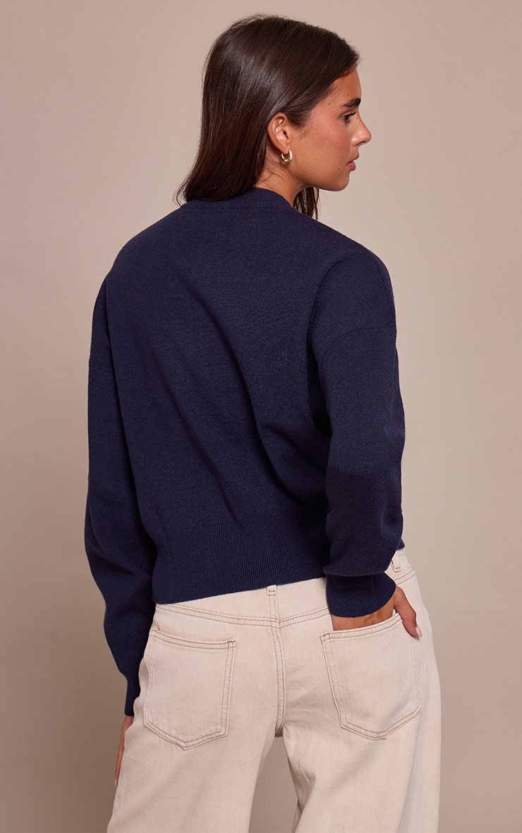 Cardigan en maille tricot compacte bleu marine image 2