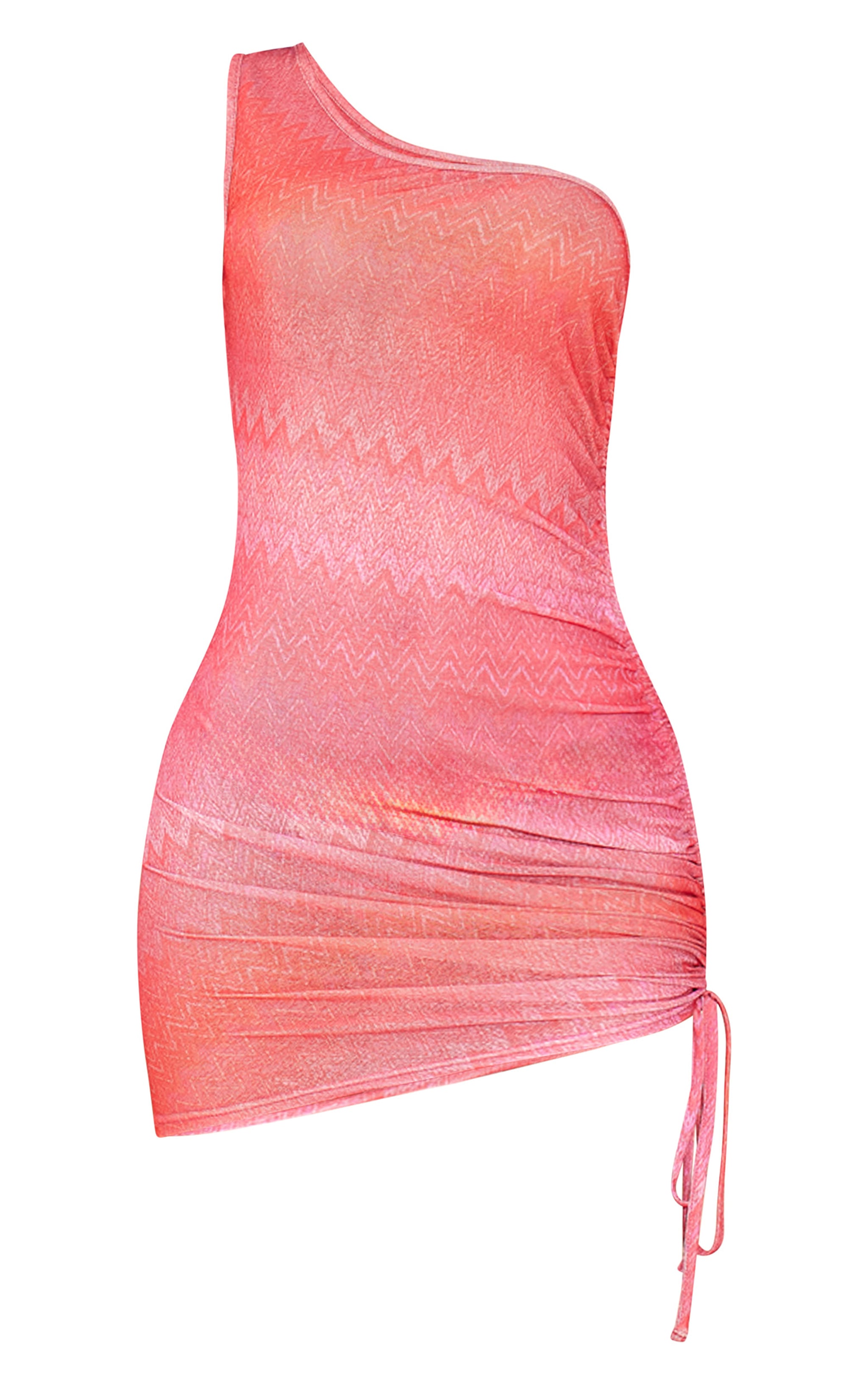 Red Onion Skin One Shoulder Ruched Bodycon Dress image 5