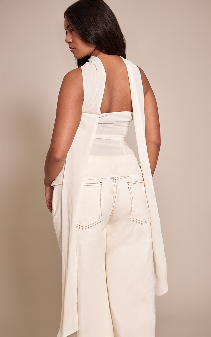 Shape Cream Floral Sequin Bandeau Scarf Detail Top image 2