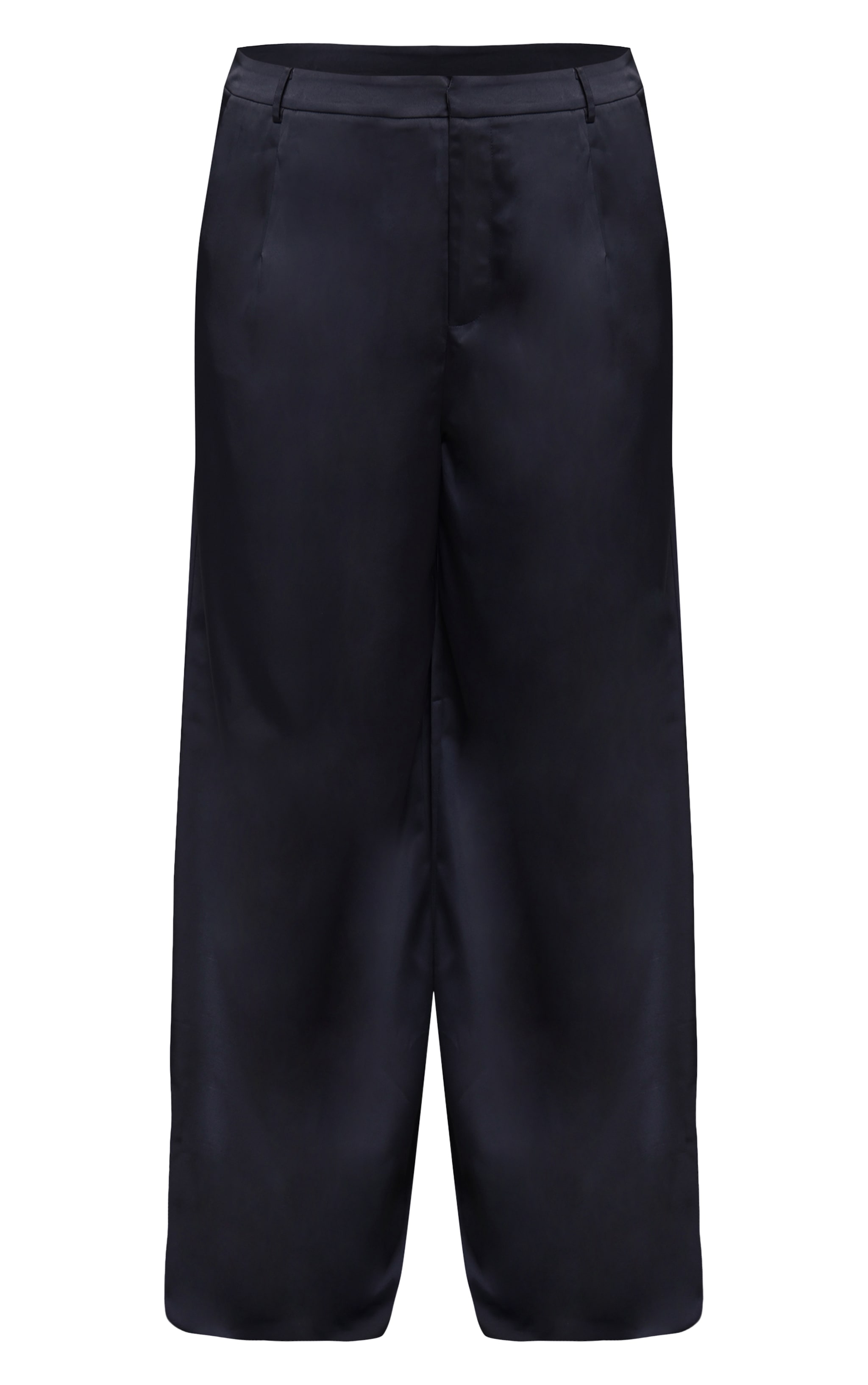 Plus Black Crinkle Satin High Waist Wide Leg Pants image 5