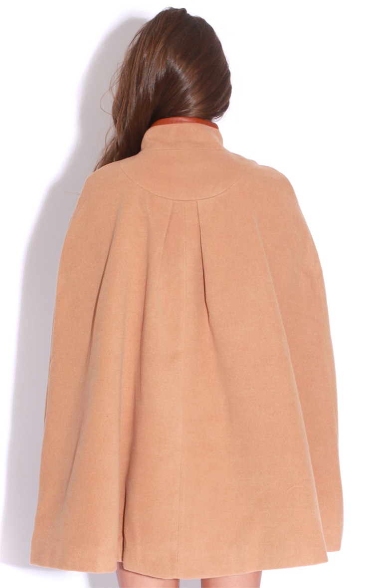 Renata Beige Buckle Cape Coat Knitwear PrettyLittleThing