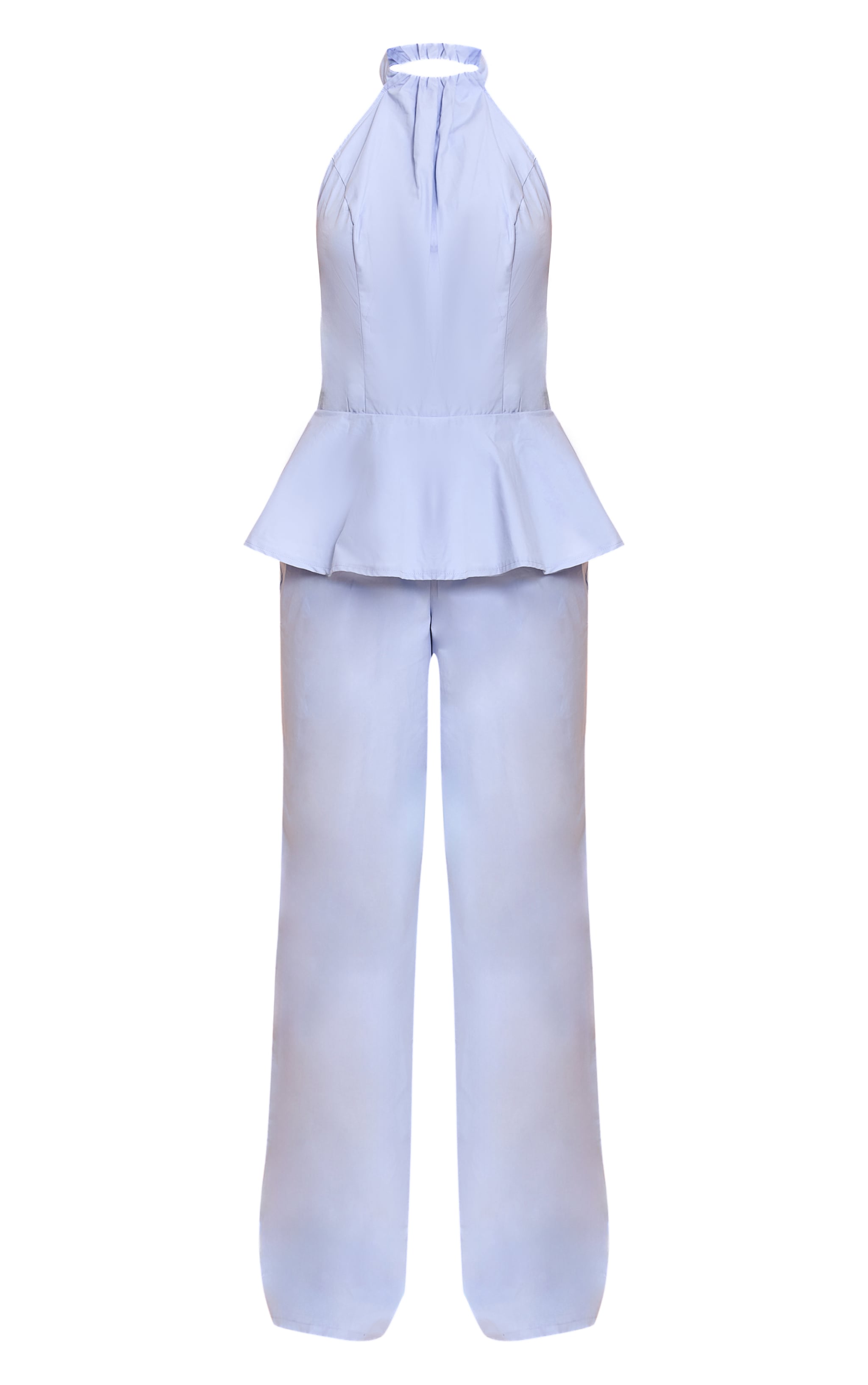 Baby Blue Woven Peplum Hem Jumpsuit image 5