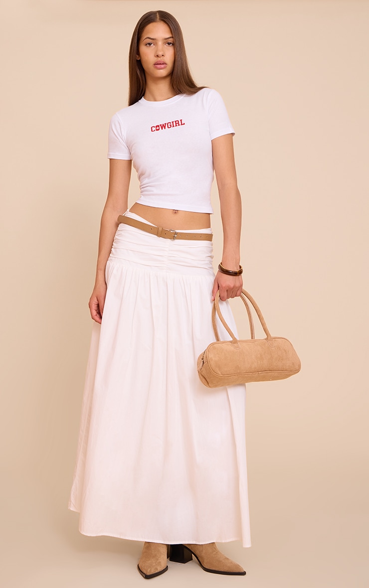 White Cowgirl Graphic Cropped Fitted T-shirt image 3