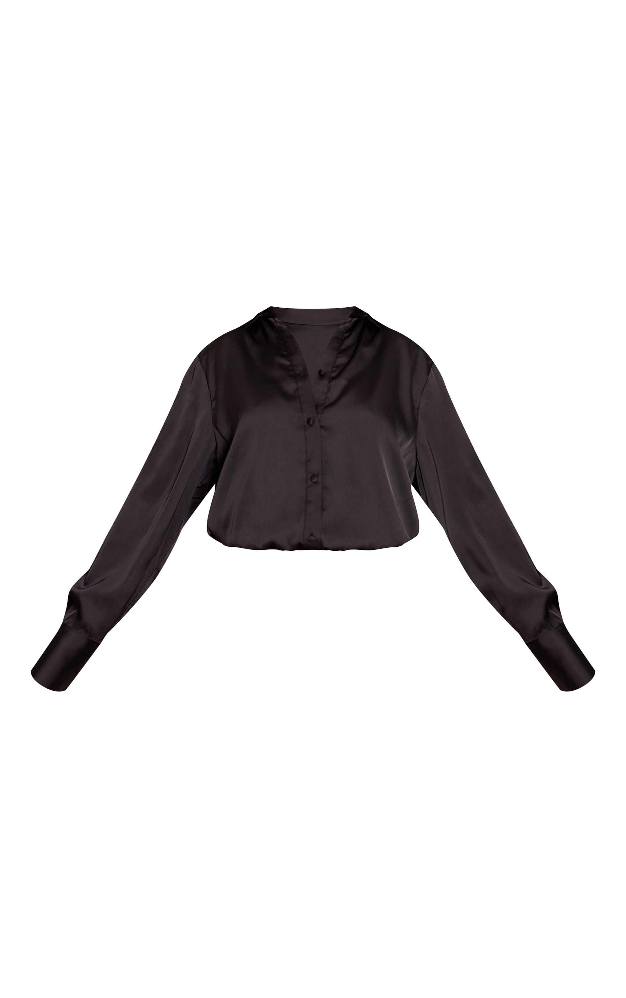 Black Satin Oversized Long Sleeve Shirt image 5