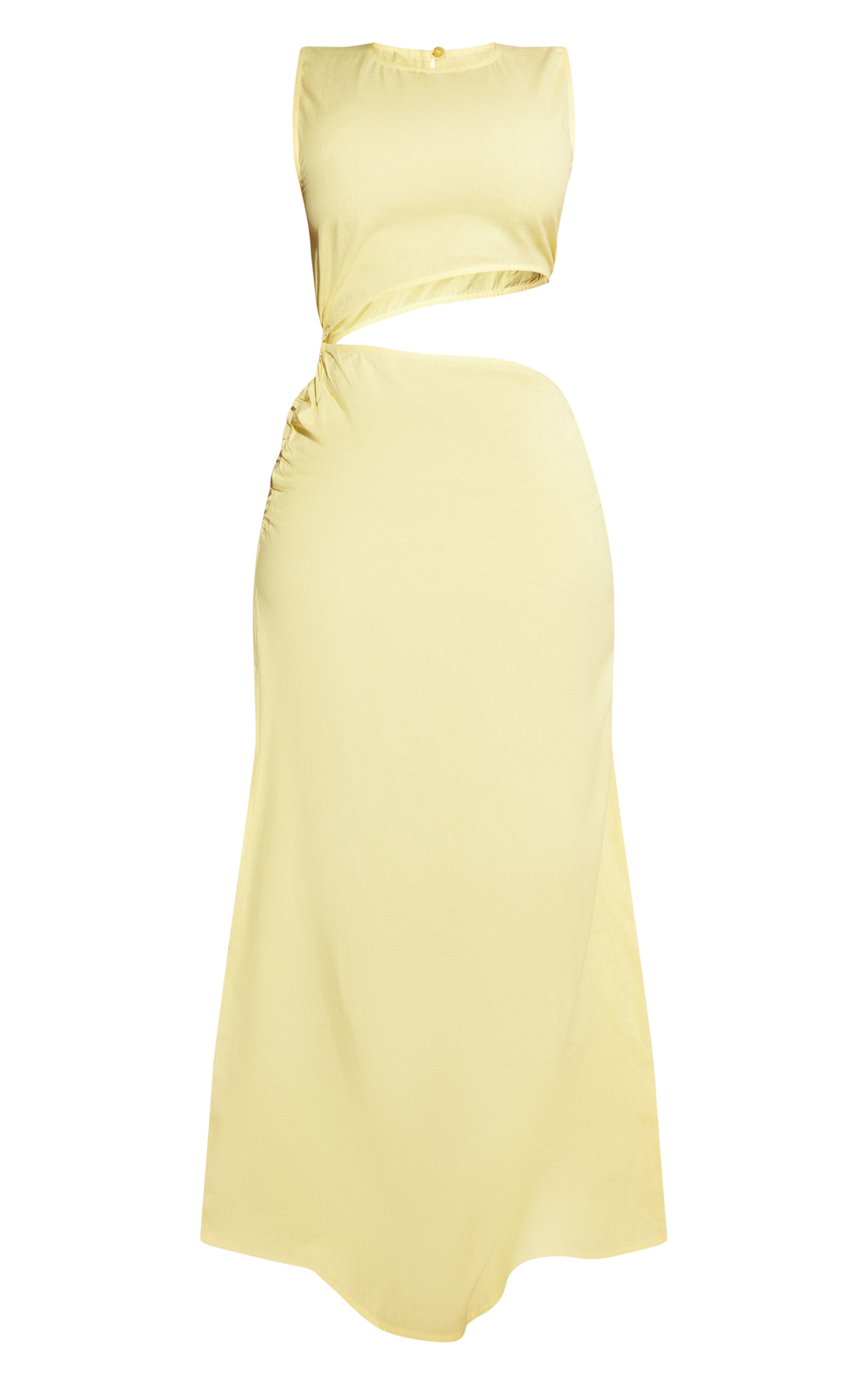 Plus Yellow Linen Look O Ring Detail Maxi Dress image 5