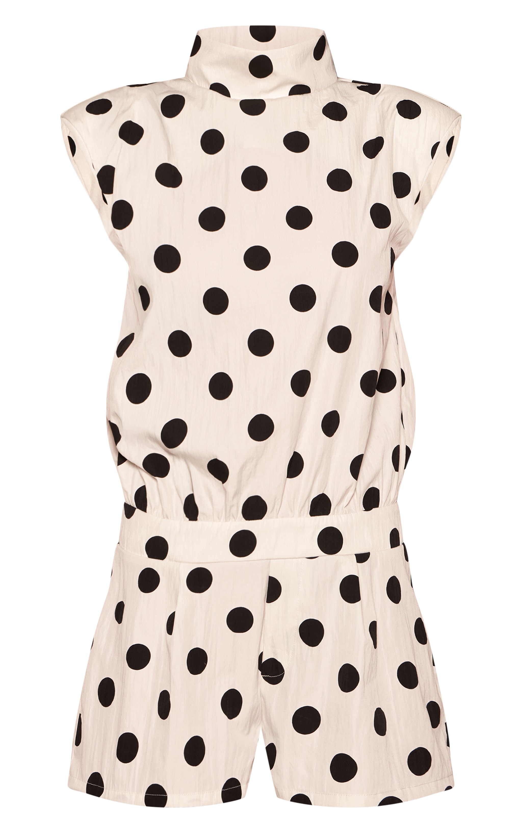 Cream Polka Dot Funnel Neck Romper image 5