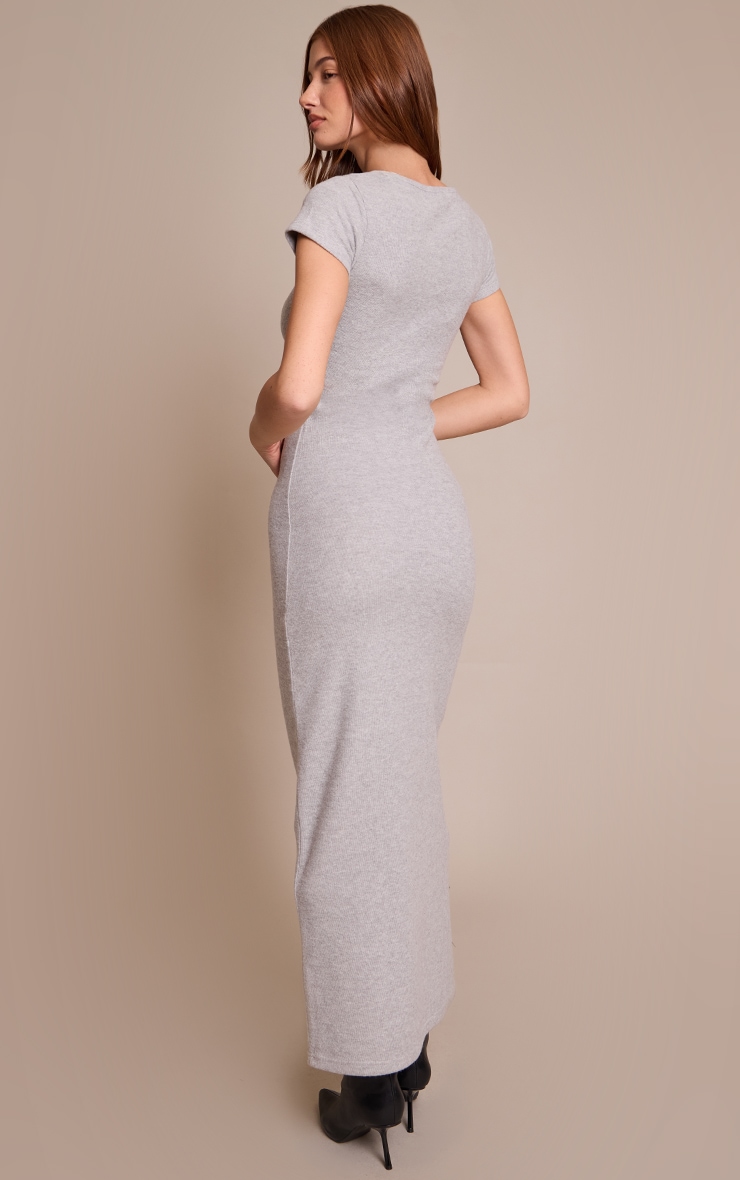 Grey Soft Brushed Short Sleeve Maxi Dress image 2