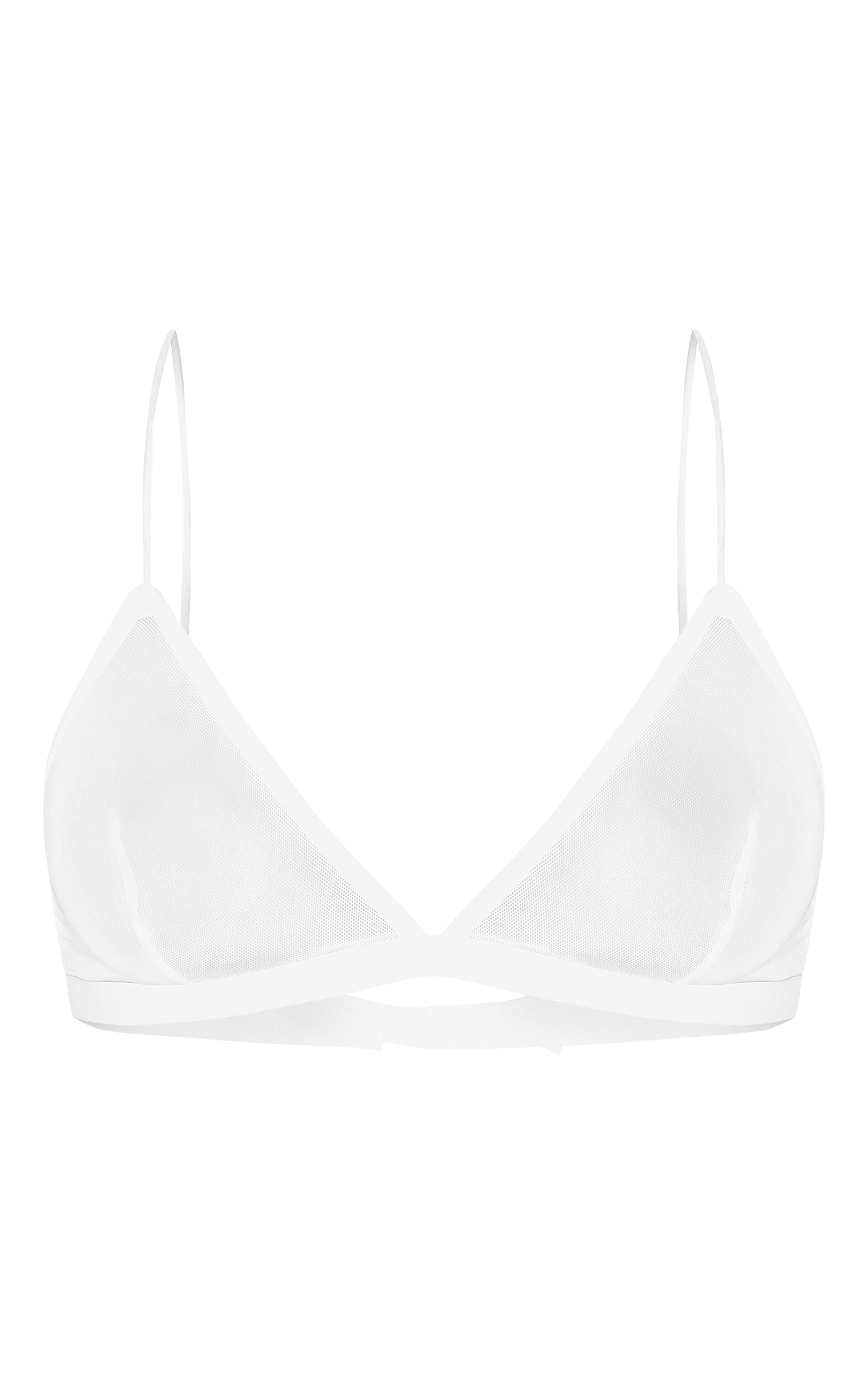 White Mesh Basic Triangle Bra image 5