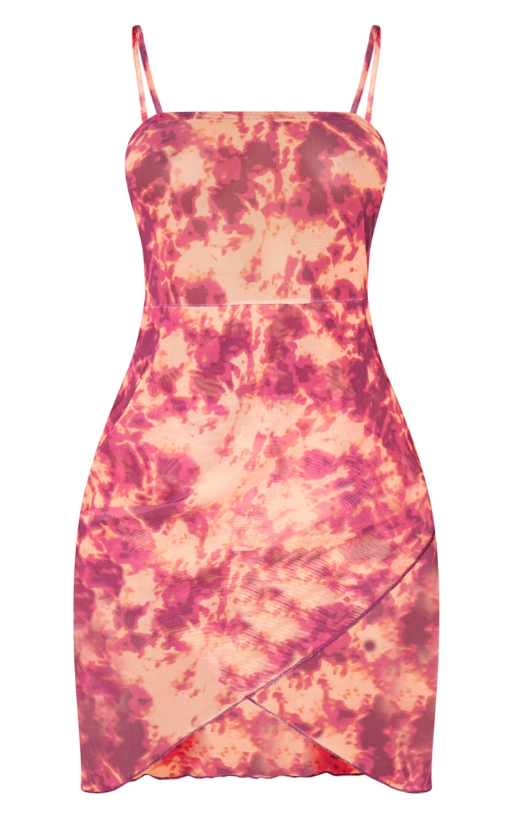 Tall Lilac Mesh Ditsy Print Tie Detail Bodycon Dress image 1