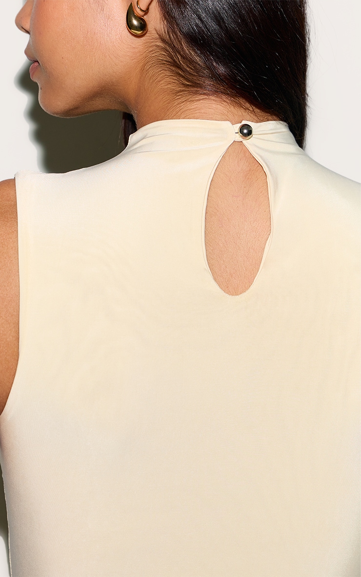 Tall Almond Double Layer High Neck Sleeveless Maxi Dress image 4