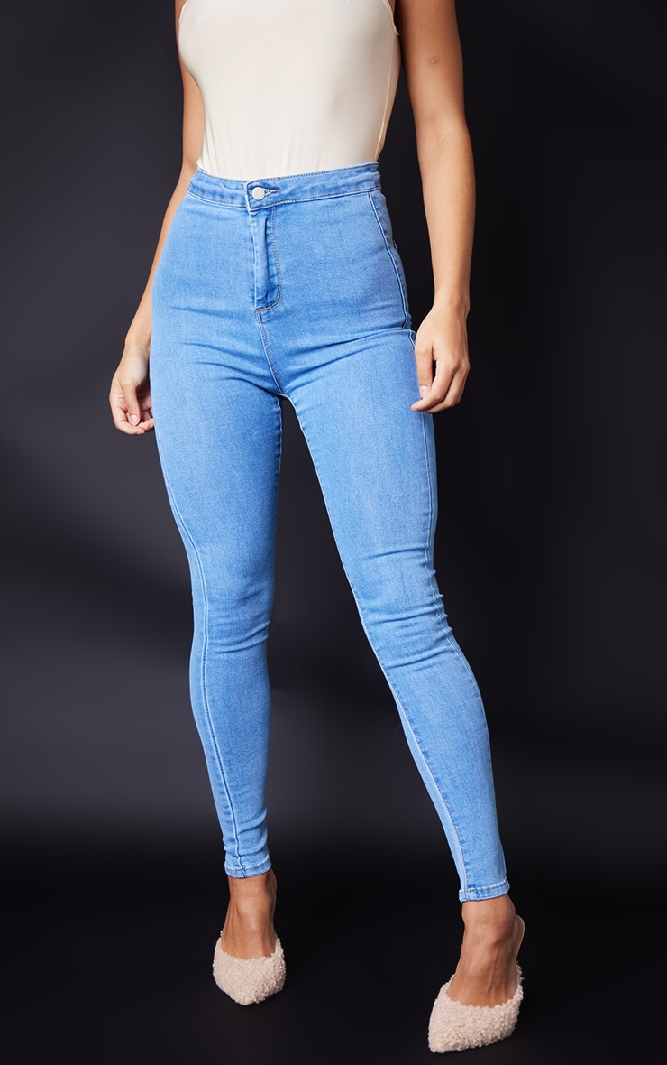 PRETTYLITTLETHING Jean skinny disco délavé bleu clair image 2