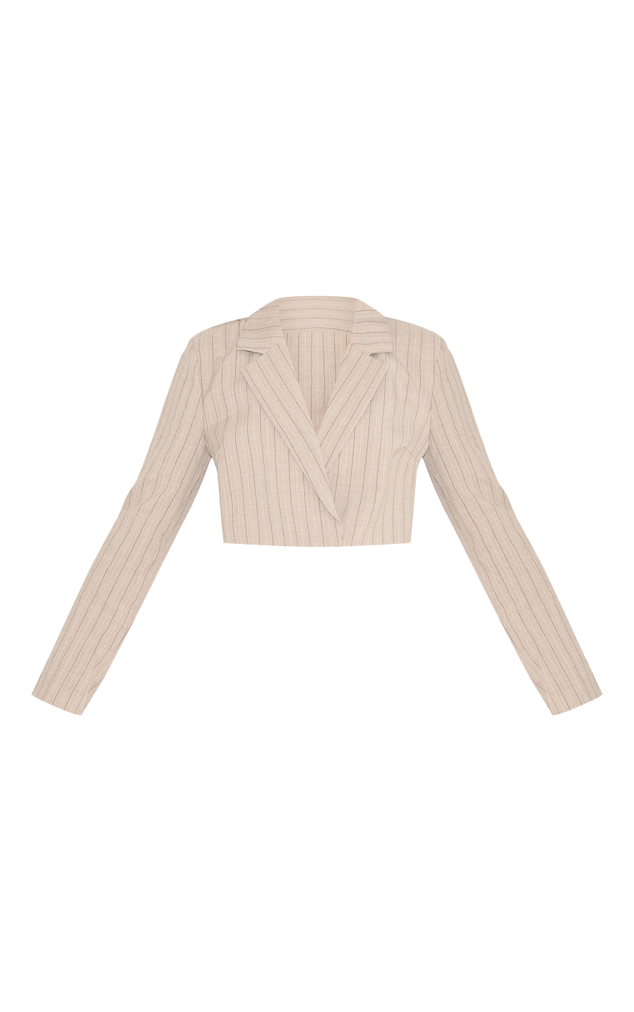 Blazer court taupe à épaules carrées image 5
