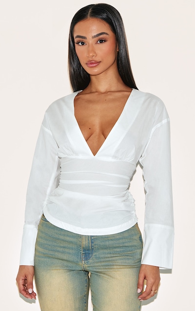 Petite Chemise ajustée blanche froncée