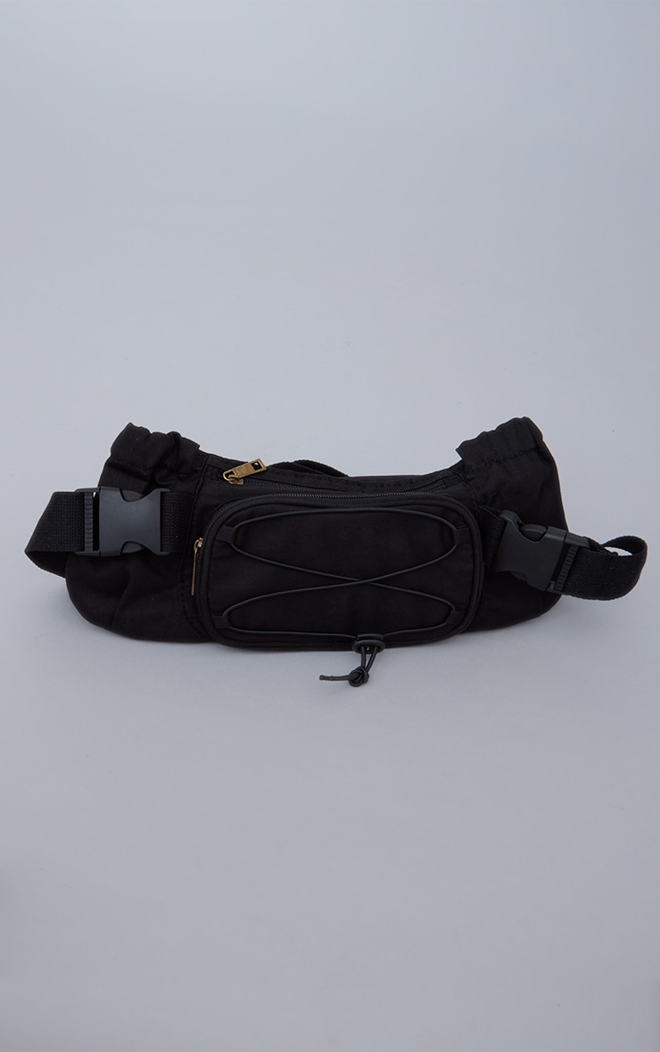 Black Ruched Buckle And Zip Fanny Pack image 3