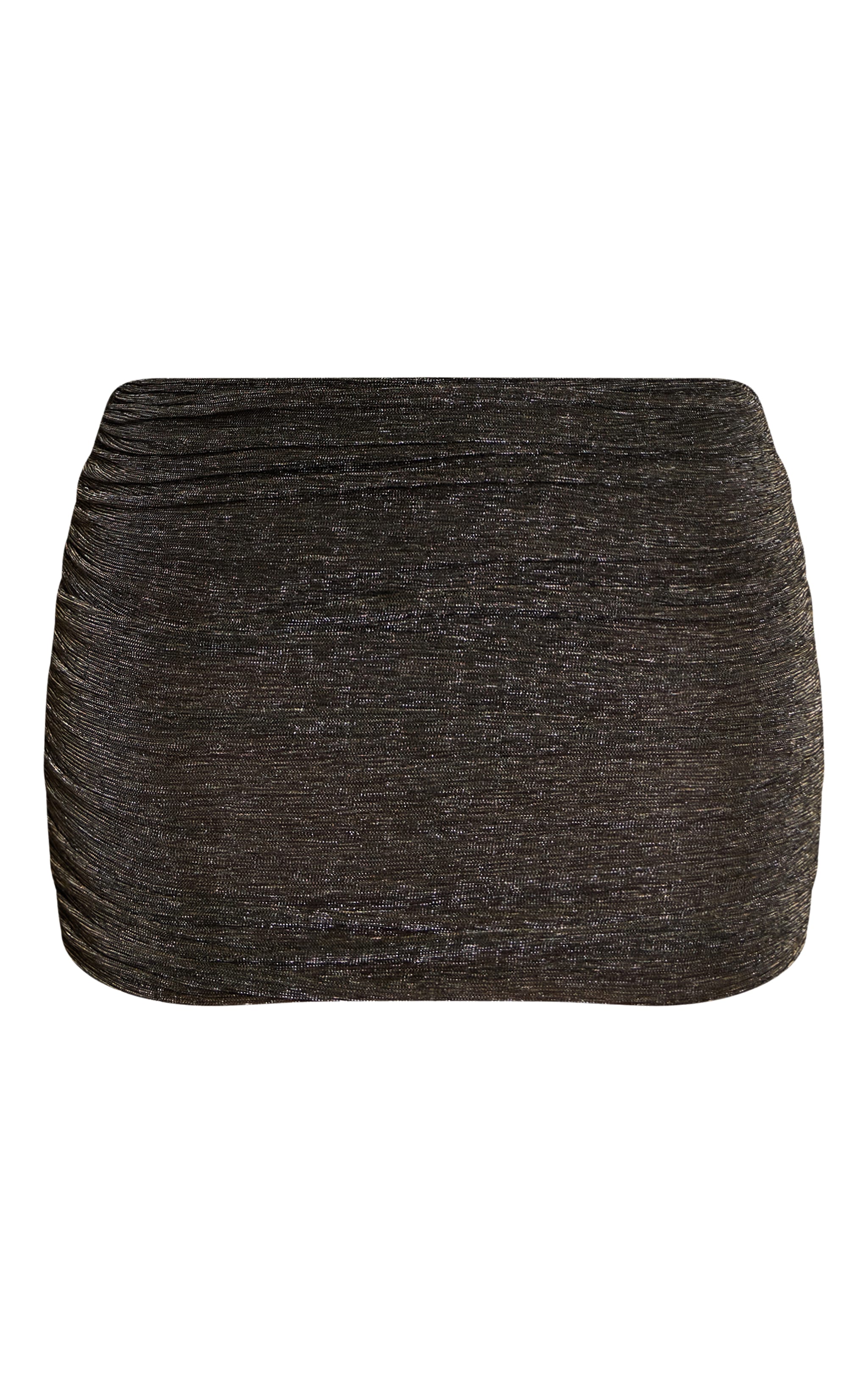Mini-jupe noire froncée à paillettes et taille mi-haute image 6