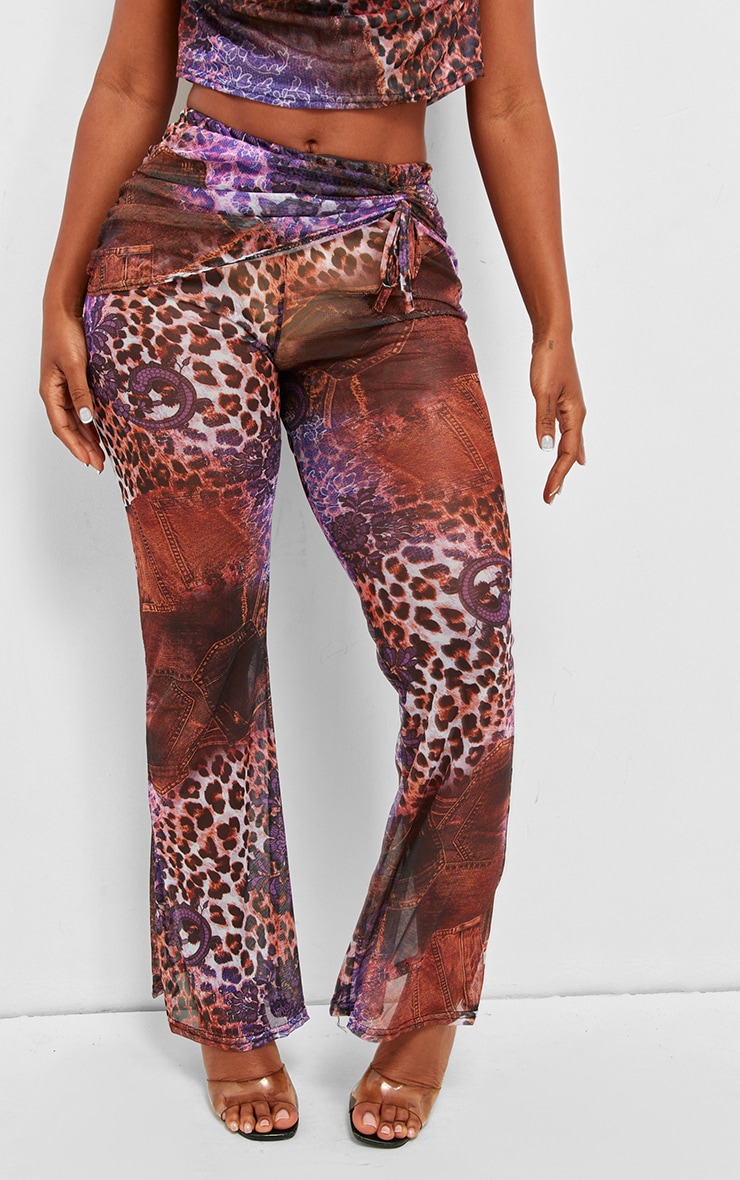 Shape Purple Mesh Printed Flares image 2