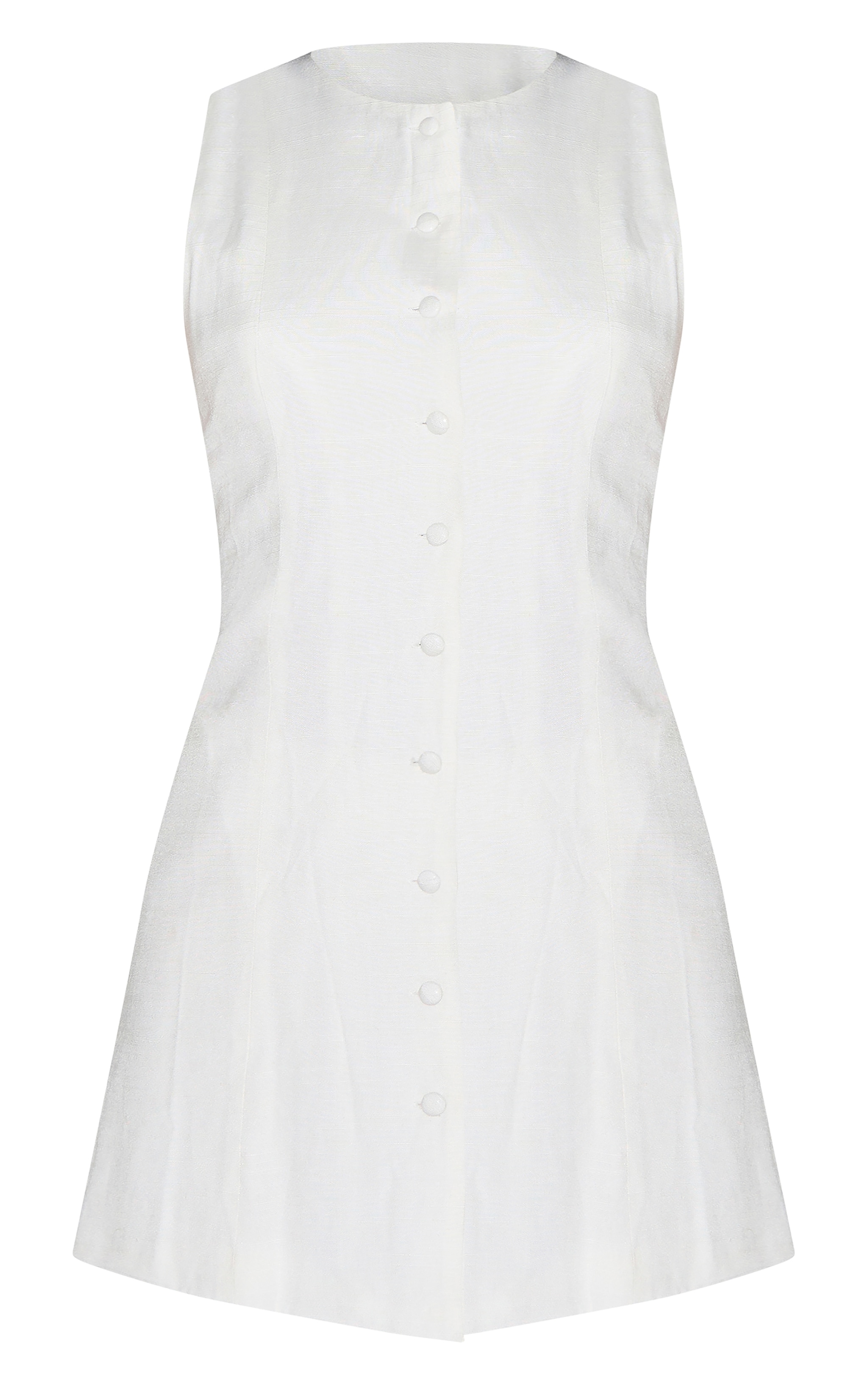 White Linen A Line Cinched Back Skort Romper image 5