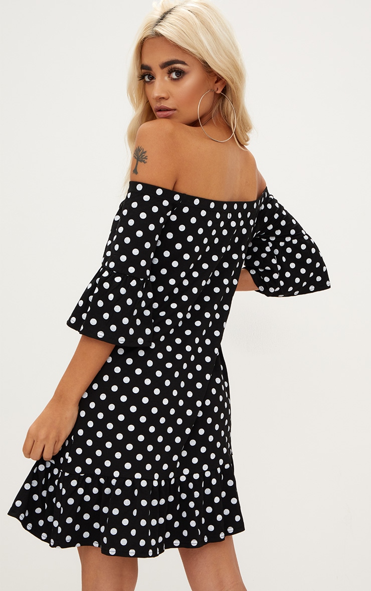 pretty little thing black polka dot dress