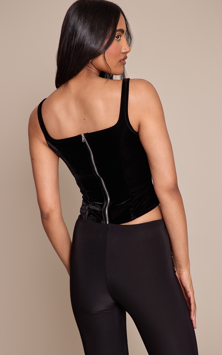 Corset long en velours noir à lisérés structurants et ourlet tombant image 2