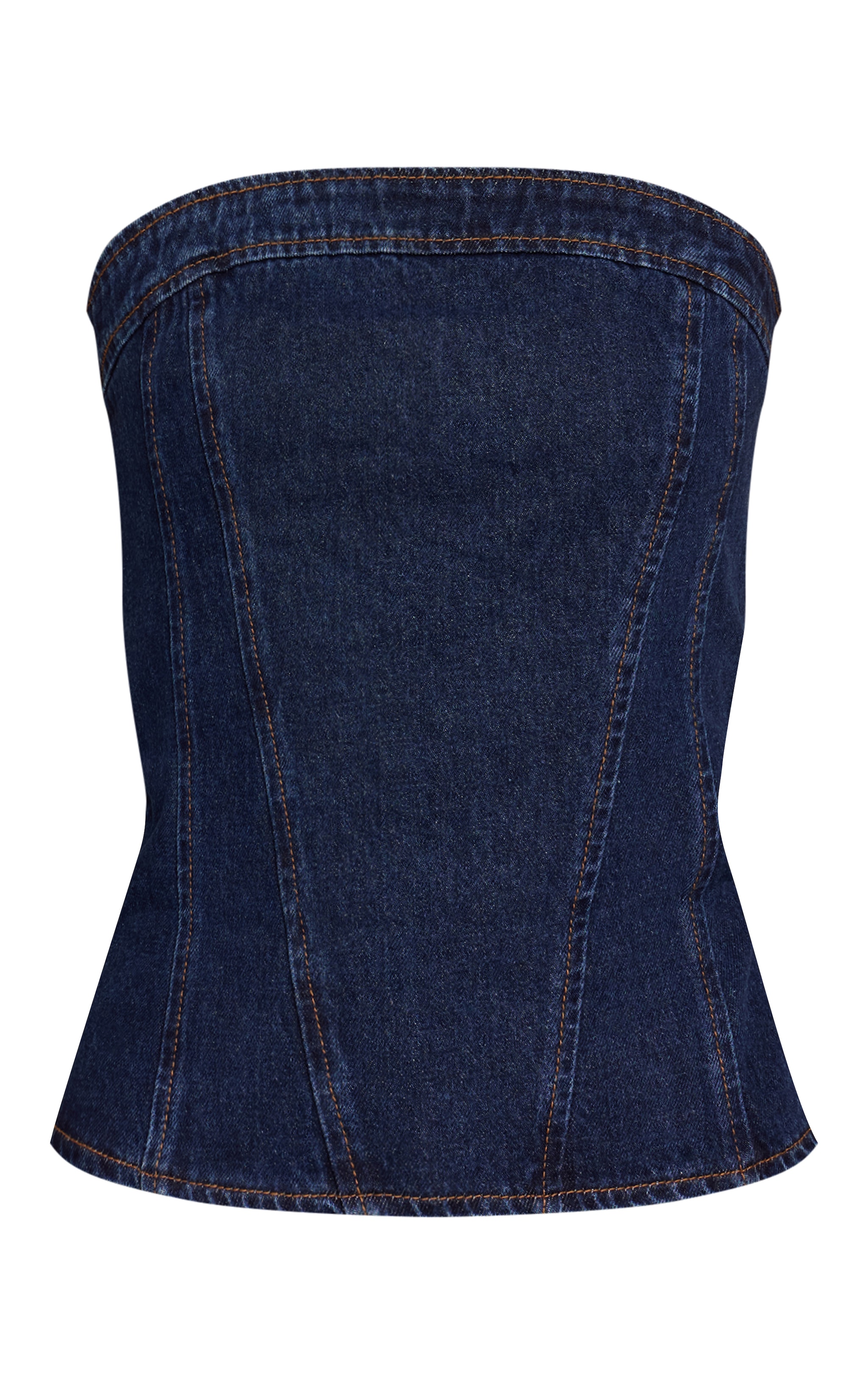 Tall Indigo Strapless Bustier Detail Denim Corset Top image 5