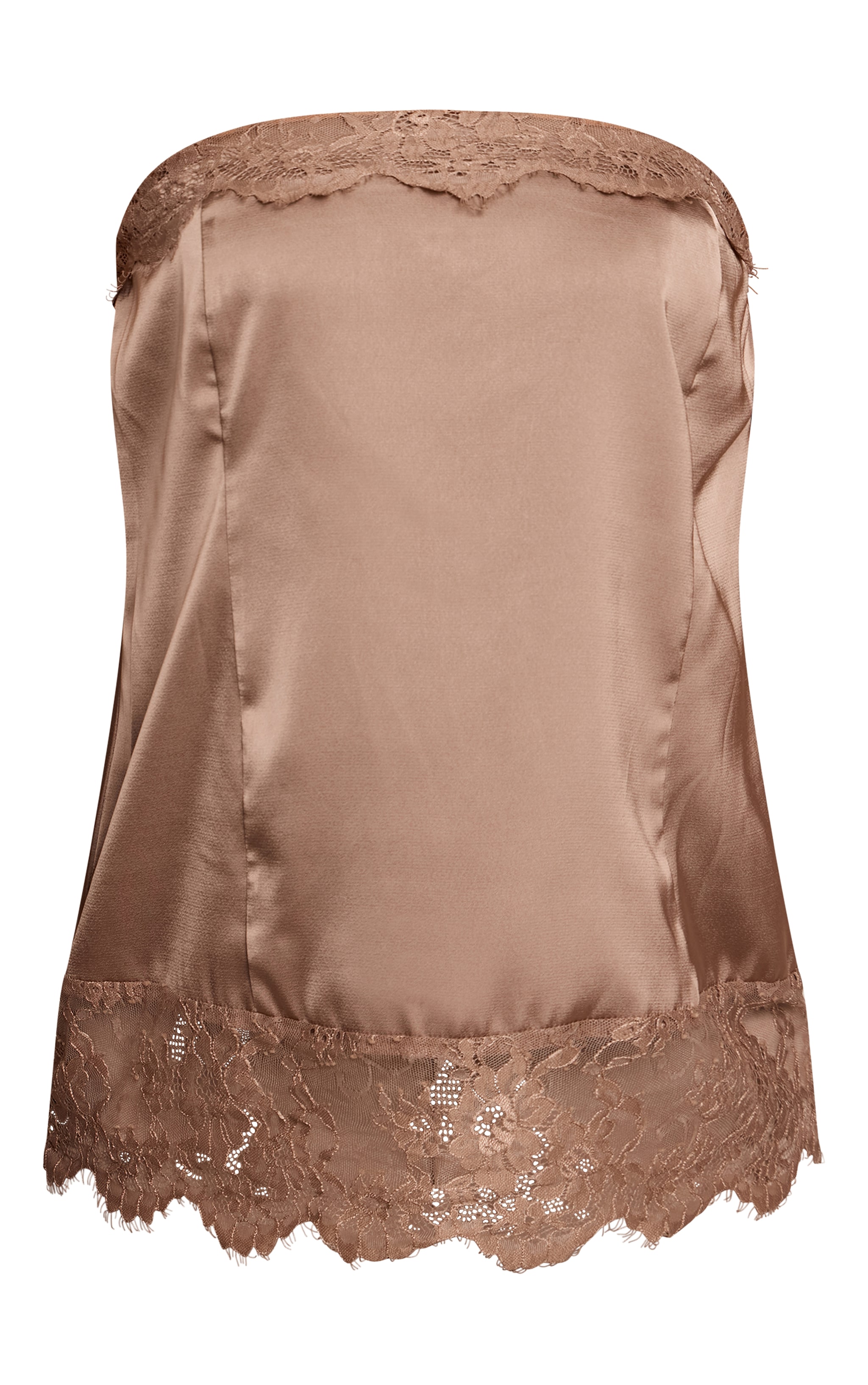 Mushroom Double Lace Trim Satin Bandeau image 5