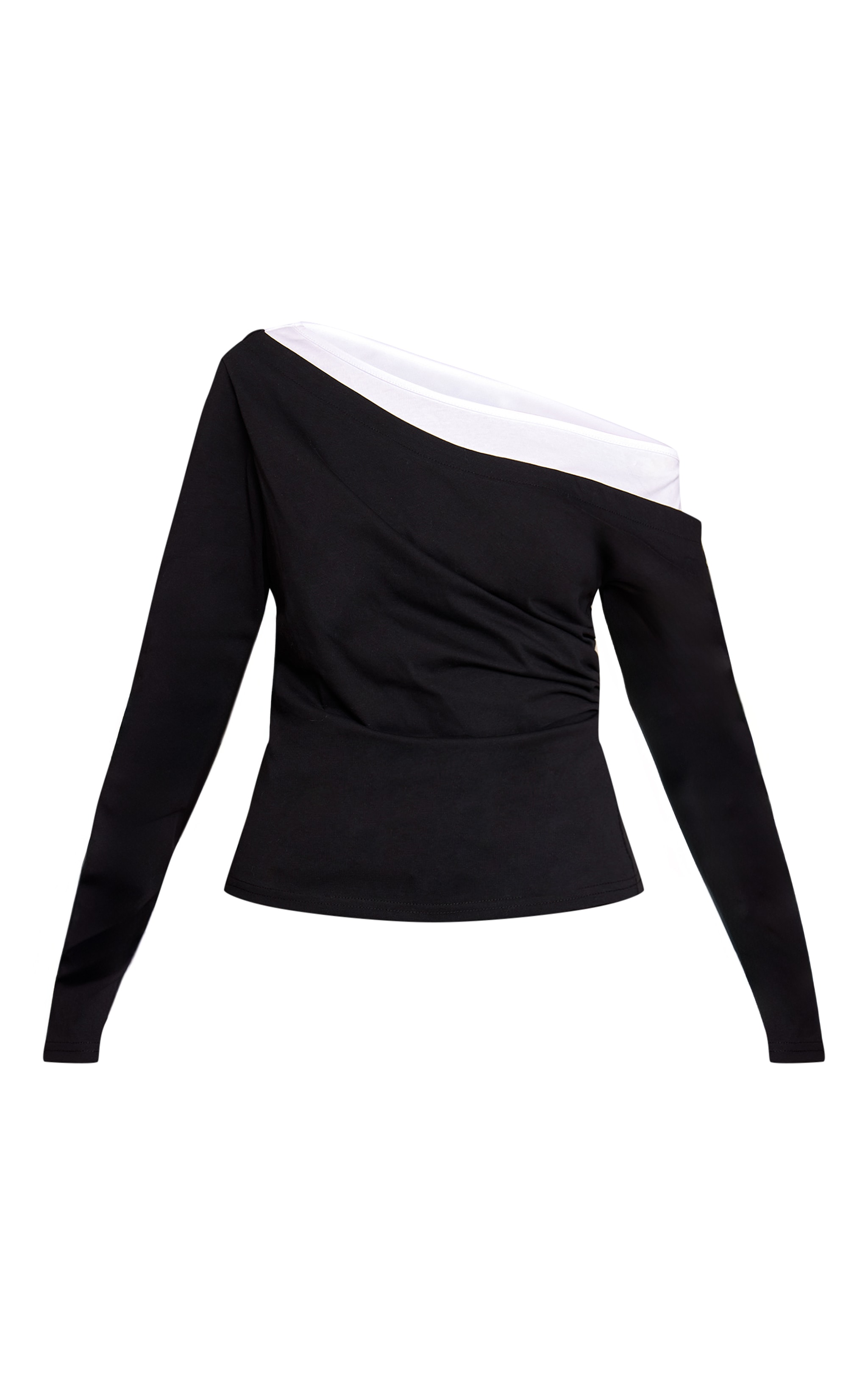 Petite Black Double Layer Asymmetric Detail Top image 5