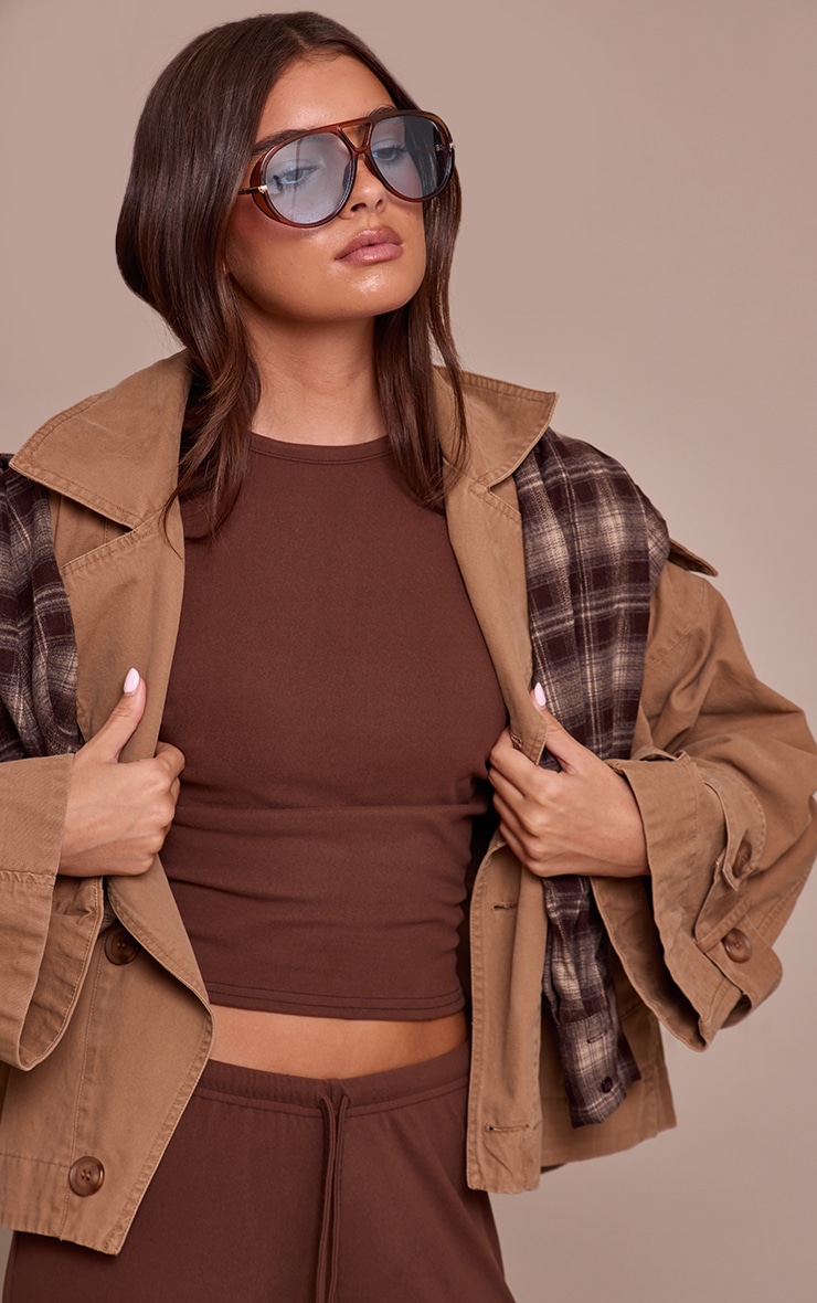 Chocolate Soft Touch Tie Waist Casual Pants image 4