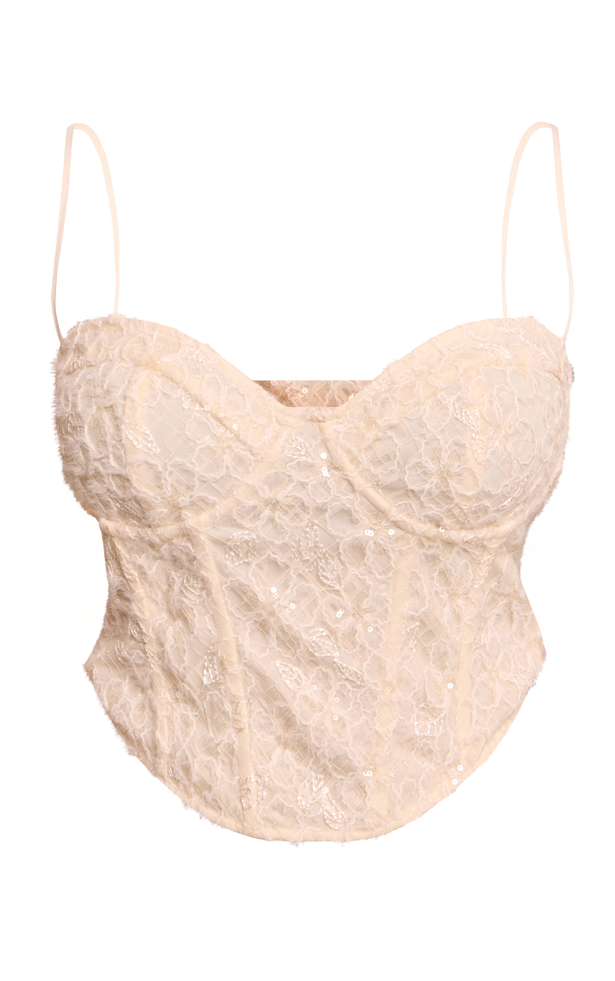 Shape Cream Textured Floral Corset Top image 5