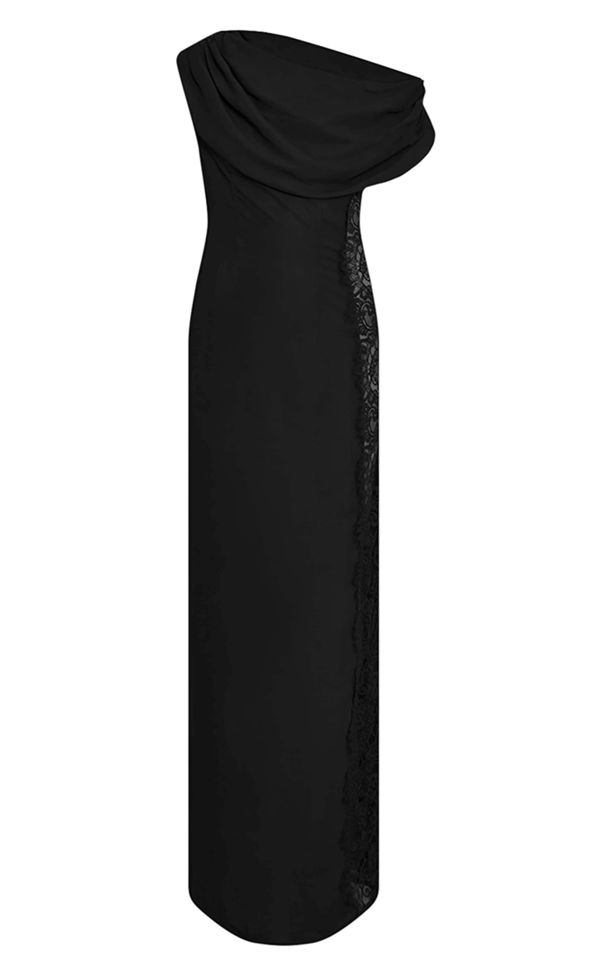 Black Woven Lace Side Detail Maxi Dress image 5