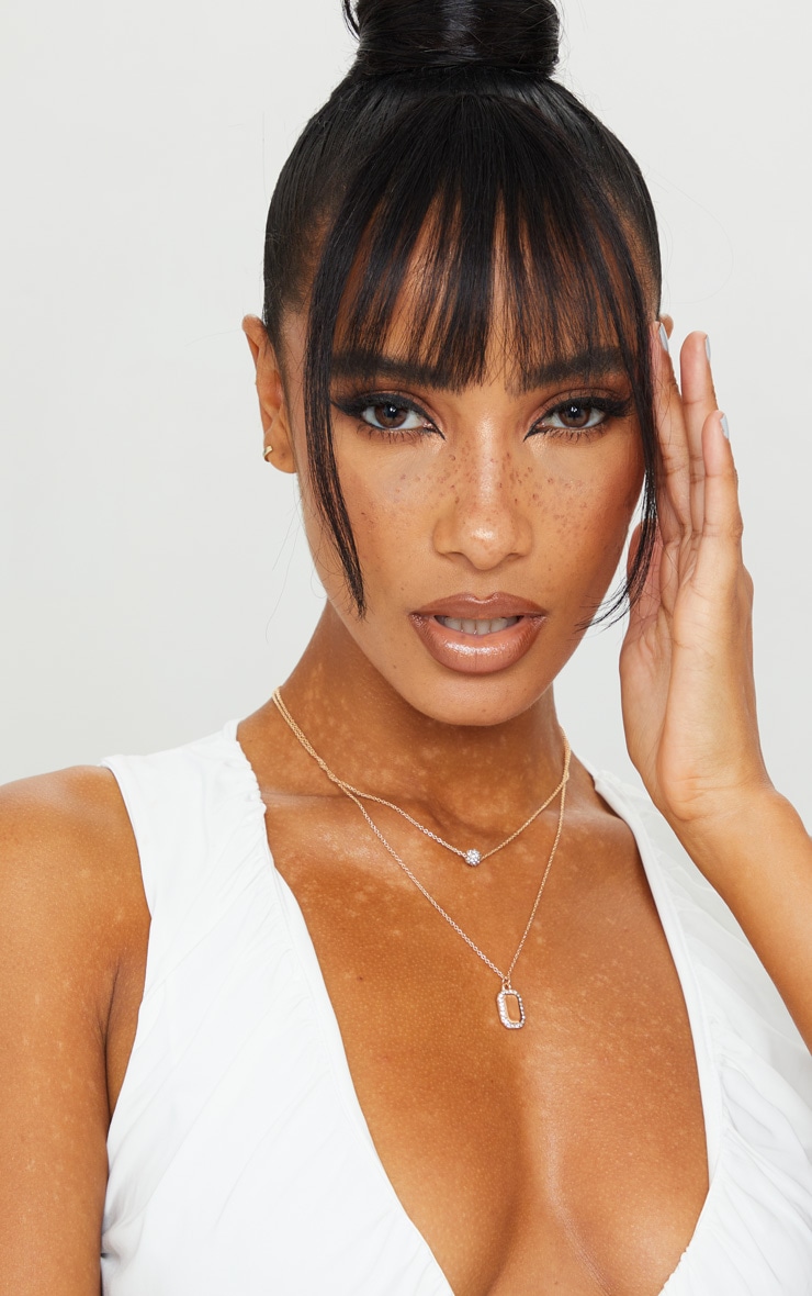 Gold Diamante Tag And Ball Charm Layering Necklace