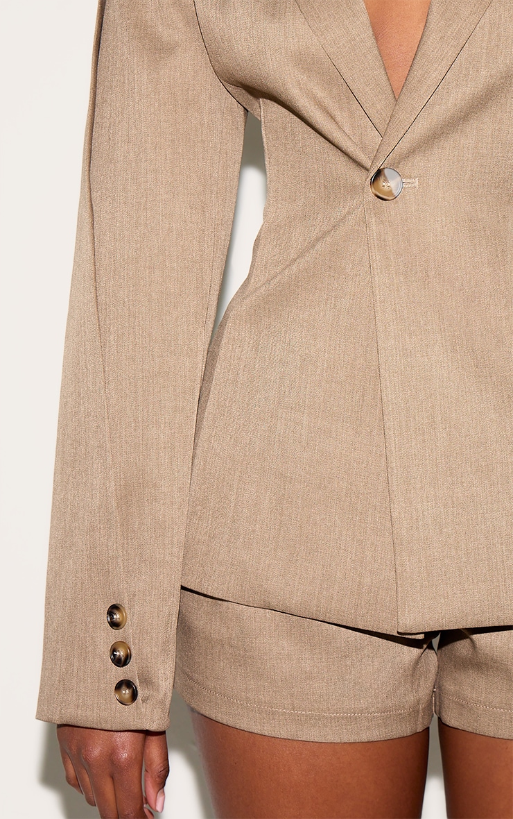 Light Brown Tailored Woven Cinch Waist Blazer image 4
