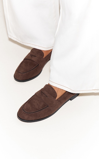 Mocassins ronds en suédine chocolat
