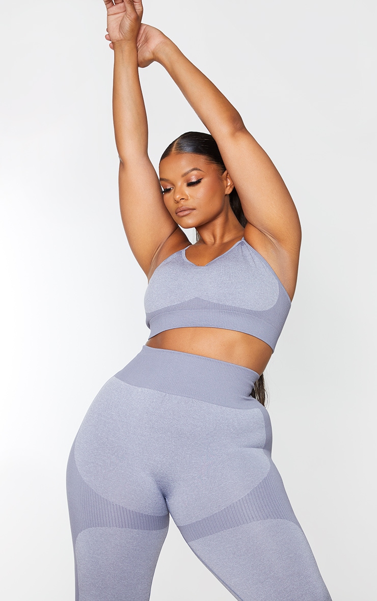 Plus Charcoal Seamless Longline Sports Bra Top